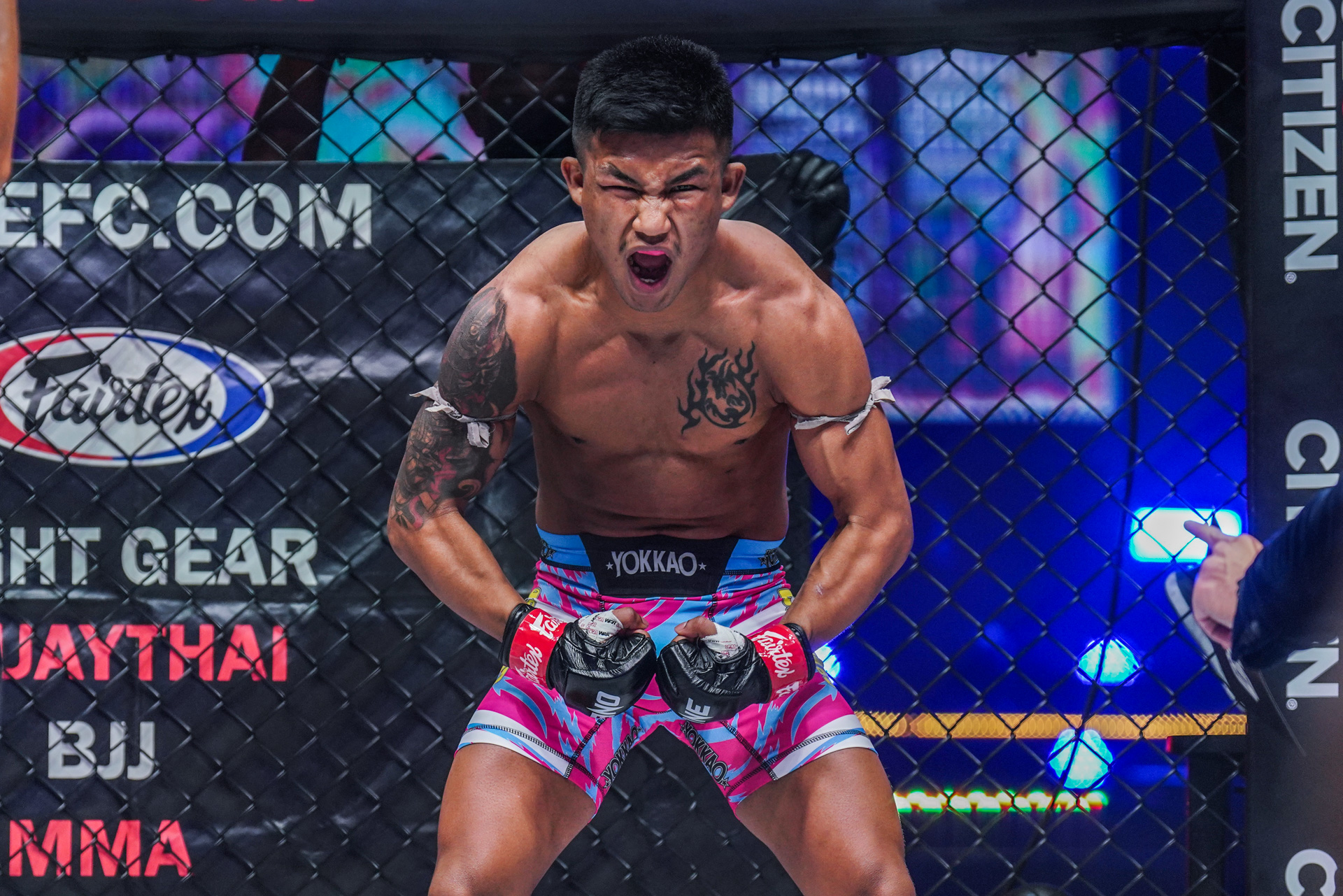 Rodtang Jitmuangnon shows emotion before his mixed rules superfight with Demetrious Johnson at ONE X