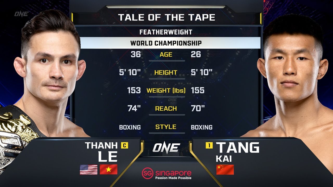 thanh le vs tang kai one championship full fight